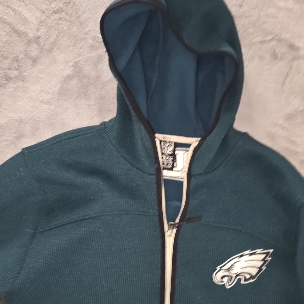Philadelphia Eagles NFL Full Zip Knit Hoodie Size Small Green Hooded Sweatshirt